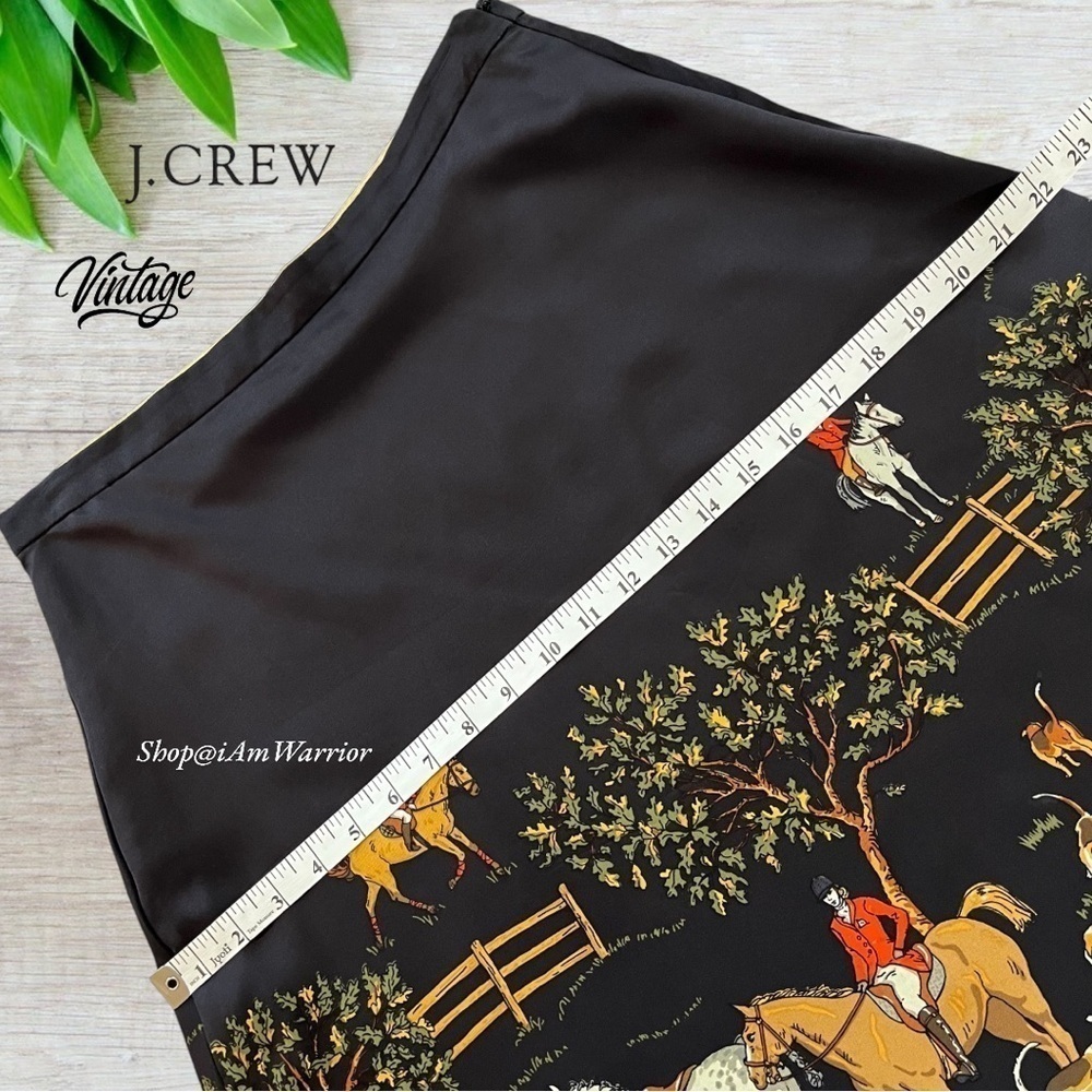 J.Crew RARE vintage equestrian horse & hound print a-line silk skirt *iamwarrior - Picture 8 of 13